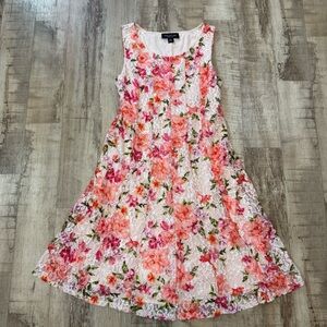 Perceptions Woman’s Short Dress Size M Floral Lace Lined Wedding Party Resort